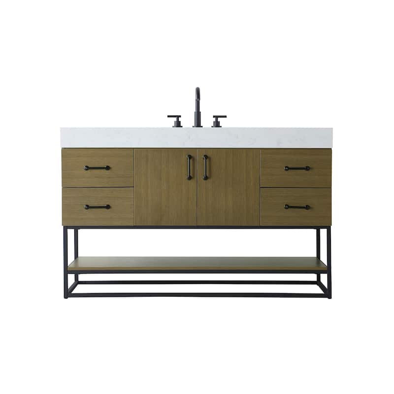 Elegant Lighting VF29254 Caroline 54" Free Standing Single Basin - Chestnut Brown