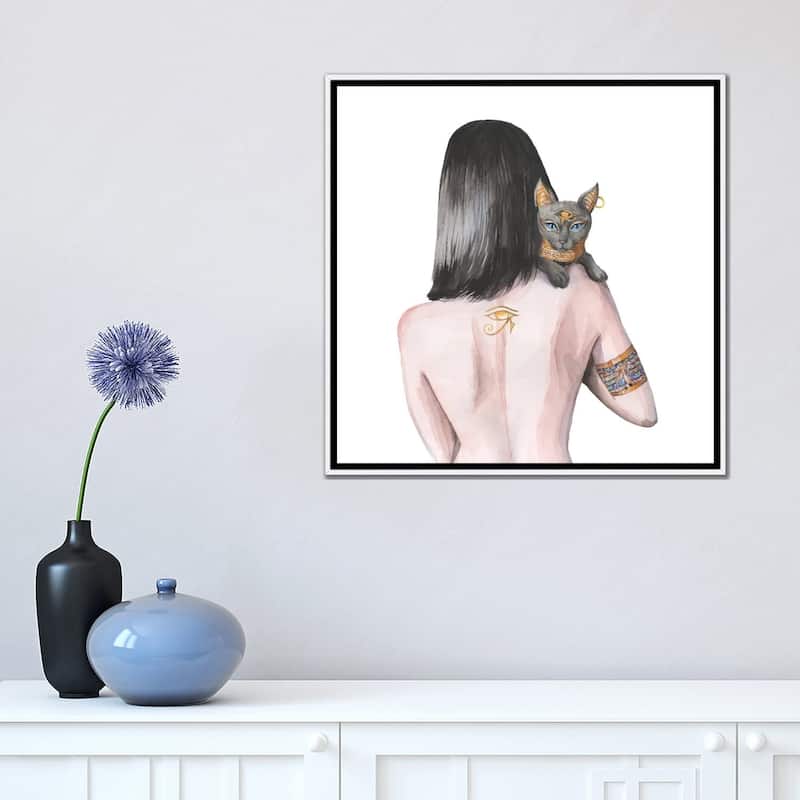 iCanvas "Egyptian Goddess Nefertiti And The Cat Bastet" by Yana Anikina Framed Canvas Print