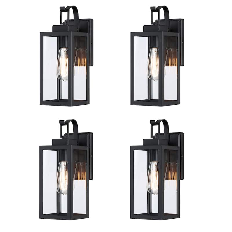 1-Light Matte Black Outdoor Wall Lantern Sconce with Dusk to Dawn - 5*6.7*13.78(Set of 4)