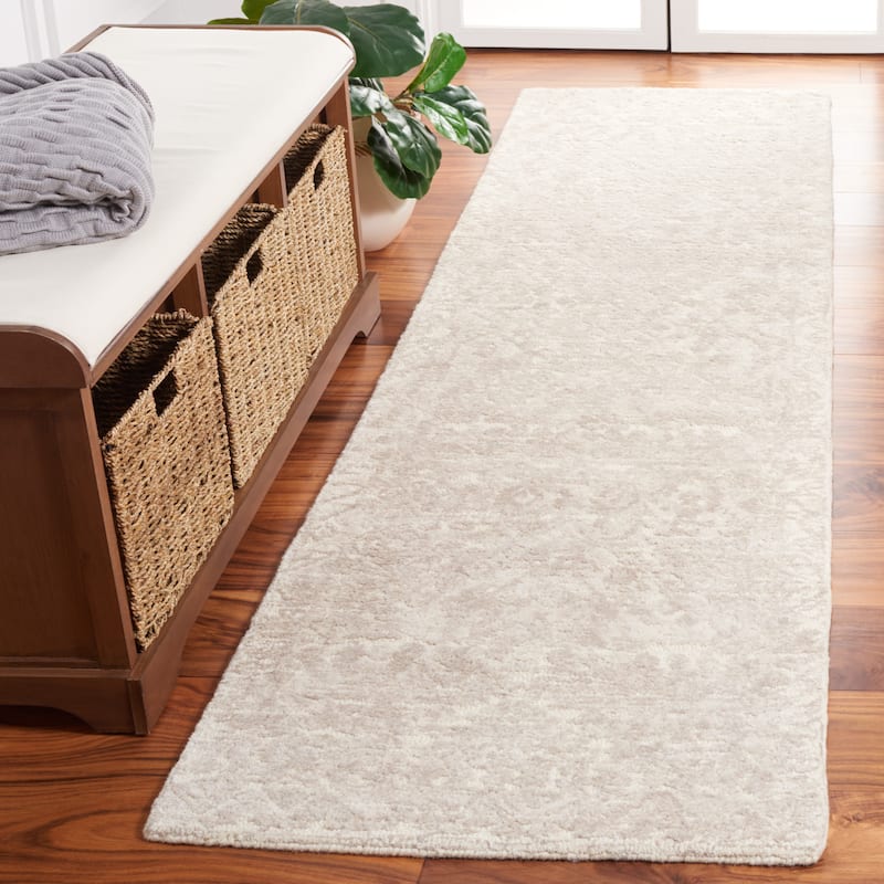 SAFAVIEH Handmade Metro Dimitrinka Modern Wool Rug - 2'3" x 9' Runner - Beige/Grey