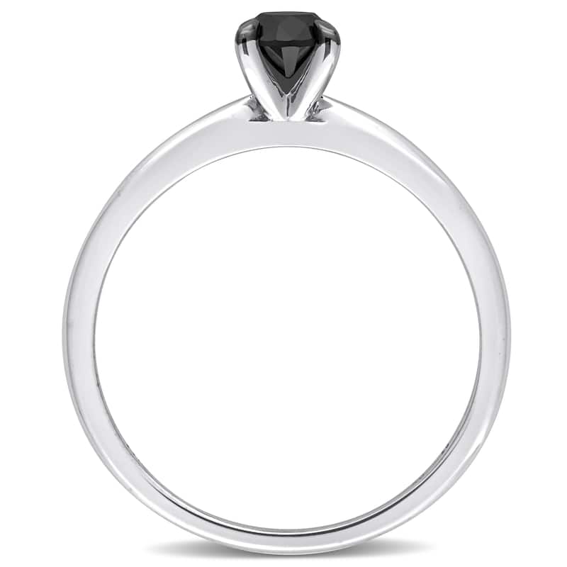 Miadora 1/2ct TDW Black Diamond Solitaire Engagement Ring in 14k White Gold