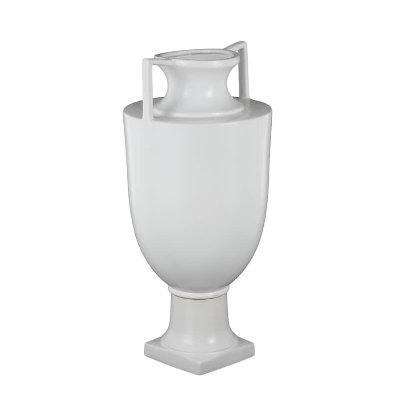 Ceramic Fluted Urn Shaped Vase with Handles - Black or White - Roche River Decor