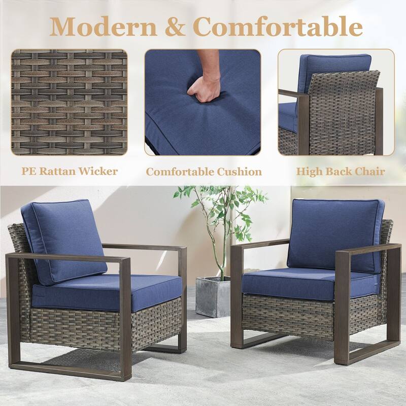 Pocassy Fire Pit Table with Outdoor Sofa Chair Ottoman Set