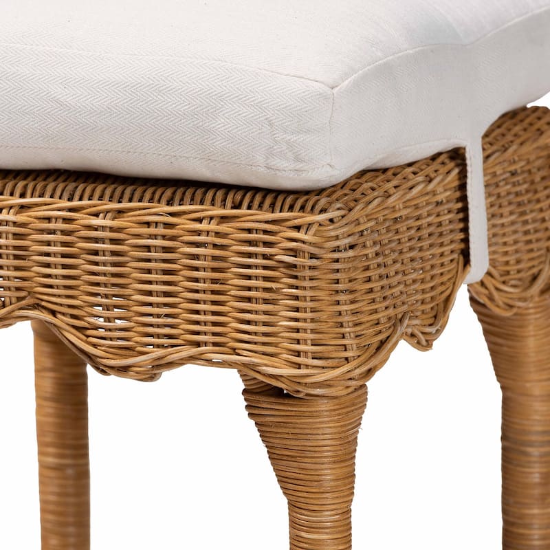 Muy Bohemian Scallop Honey Rattan Counter Stool