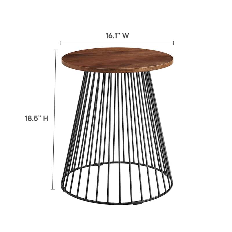 Valeo Round Wood and Metal Side Table