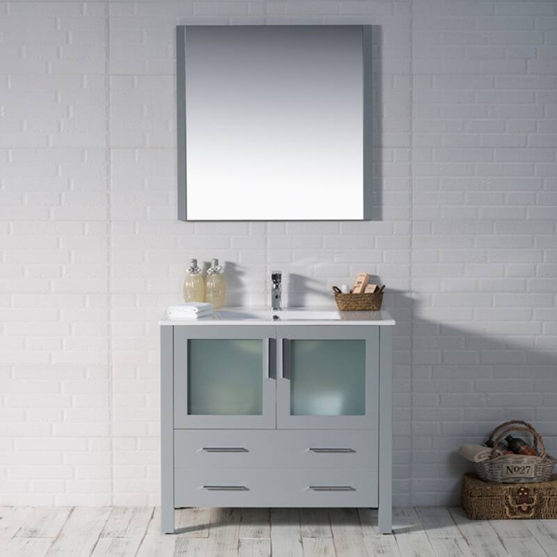 Blossom Solid Wood Double Bathroom Vanity w/ Ceramic Sink & Base