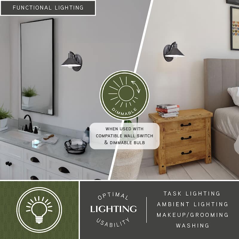 Akron 1-Light Farmhouse Barn Bathroom Wall Fixture