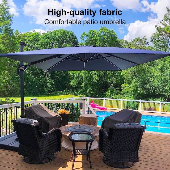 PURPLE LEAF 8 ft Square 360 Degree Rotation Patio Cantilever Umbrella