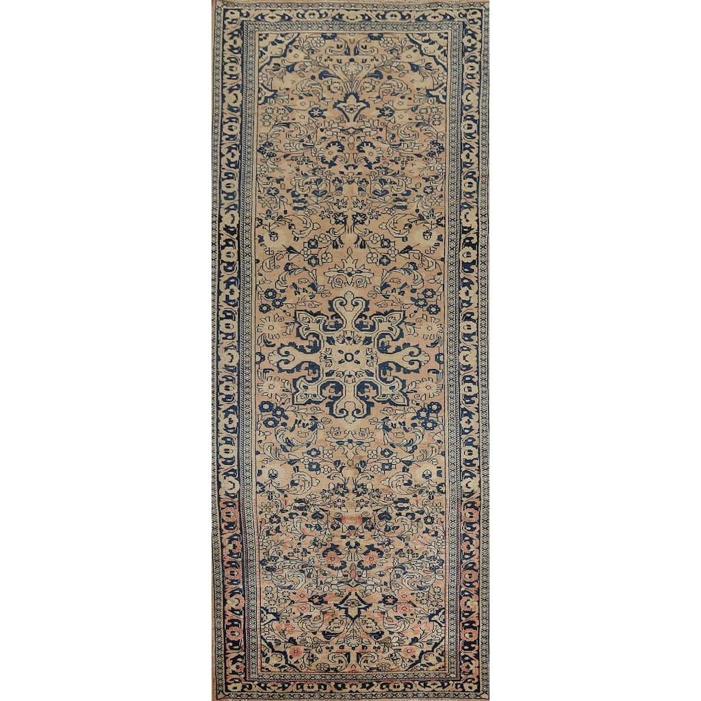 Floral Sarouk Persian Vintage Runner Rug Hand-Knotted Wool Carpet - 4'0"x 13'1"