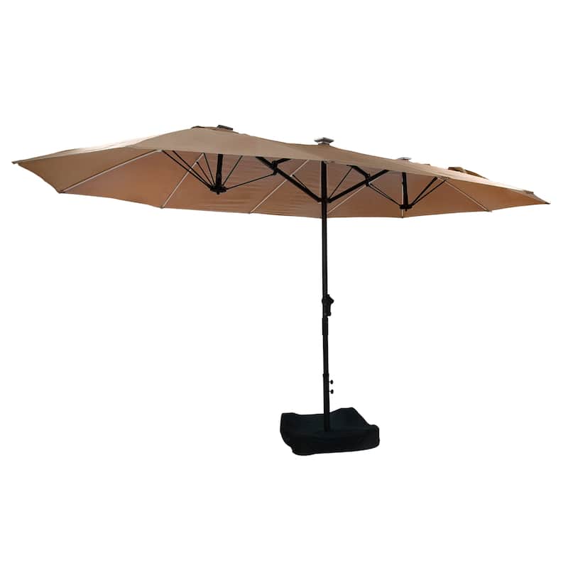 15ft Double-Sided Patio Umbrella with Lights Large Outdoor Umbrella