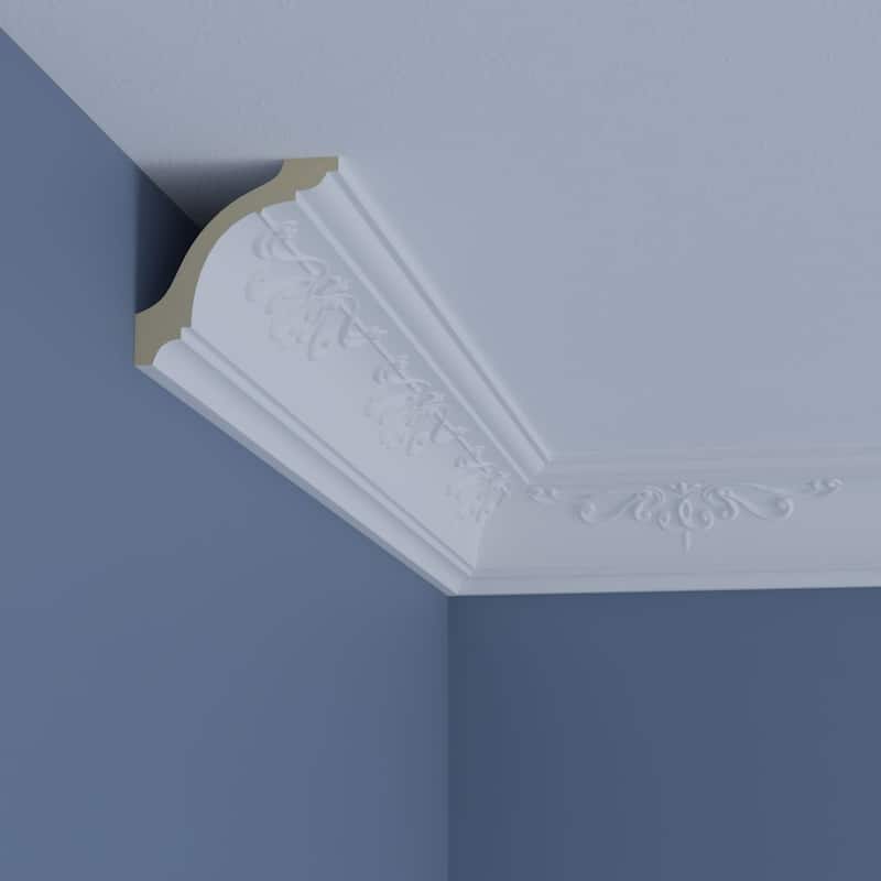 3 1/8"H x 3 1/8"P x 5"F x 96"L Willow Crown Moulding - 1-Pack