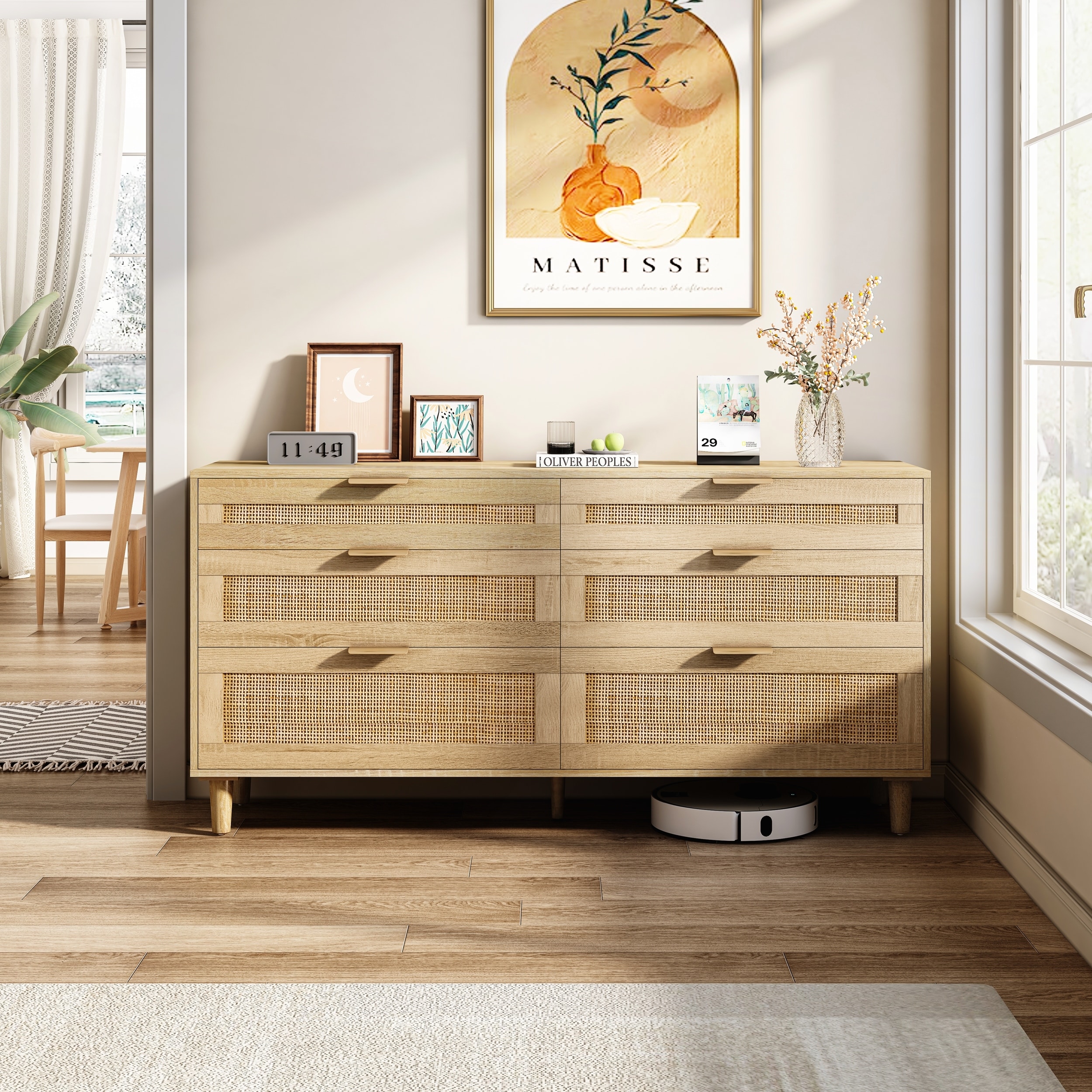 Rattan Storage Cabinet Rattan Drawer for Bedroom and Living Room