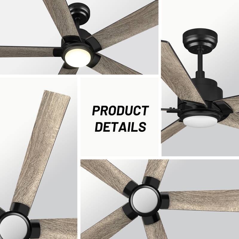CARRO Livingston 60-inch Indoor Ceiling Fan with LED Light and Remote-Downrod - N/A