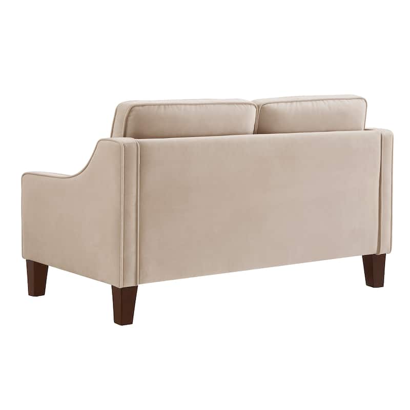 Modern Upholstered Loveseat Sofa, Small Couch with Wooden Legs