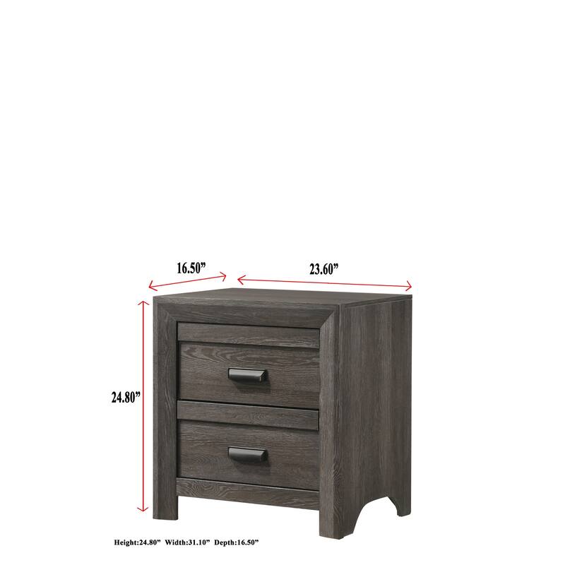 1pc Nightstand End Table with Two Storage Drawers