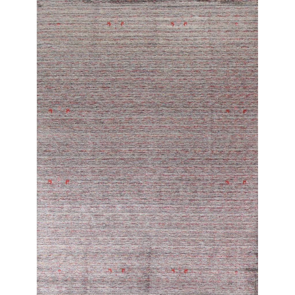 Multi-Color Striped Gabbeh Oriental Area Rug Handmade Wool Carpet - 7'11"x 9'9"