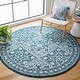 preview thumbnail 9 of 16, SAFAVIEH Handmade Trace Nydia Oriental Wool Rug 6' Round - Navy/Light Blue - Round