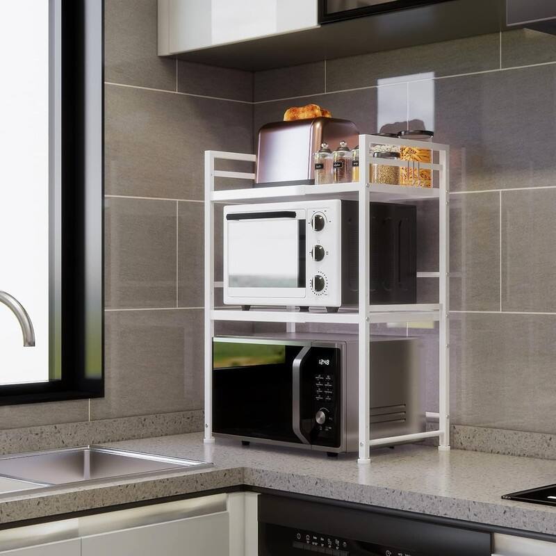 Expandable Microwave Rack, Countertop Kitchen - 12.6"D x 23.6"W x 30"H