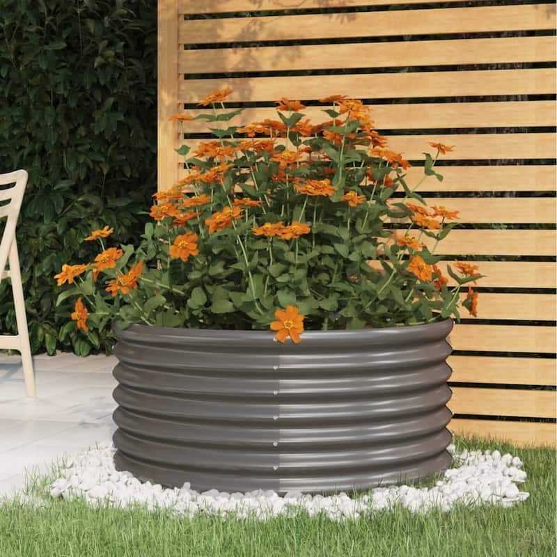 vidaXL Garden Planter Powder-coated Steel Raised Garden Bed Multi Colors/Sizes - 31.5" x 14.2" - Gray
