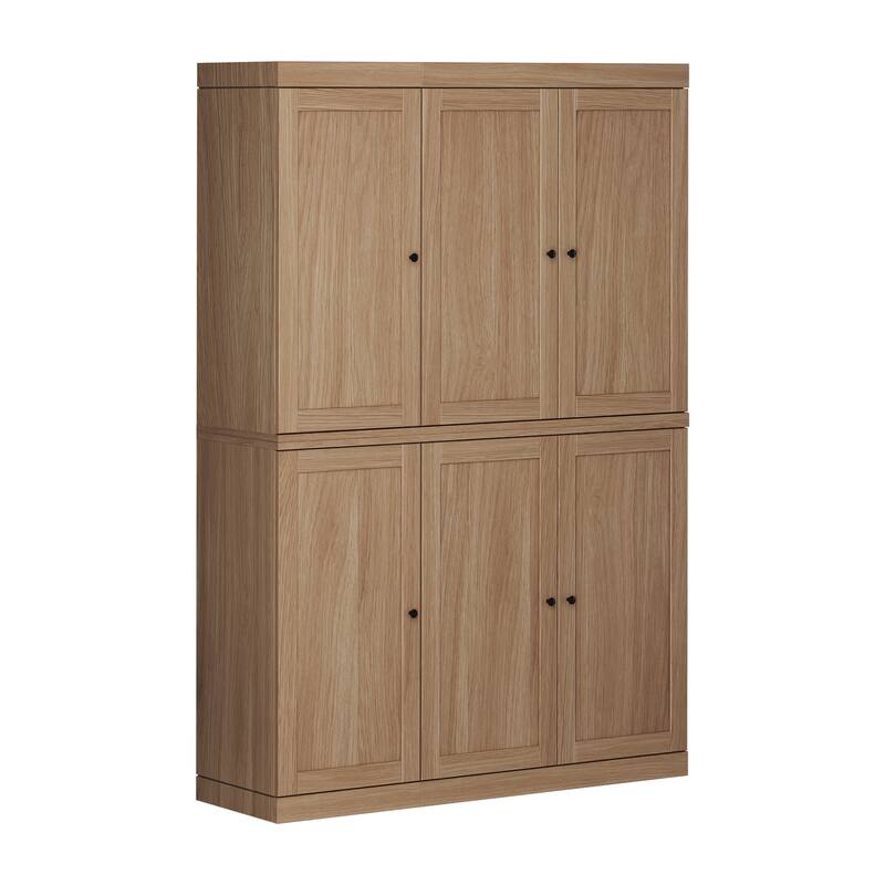 Palace Imports Premium 100% Solid European Oak Hardwood Modular Dining Room Cabinet with Shaker Doors - 48" Wide, 71.5" Tall - Natural-Oak