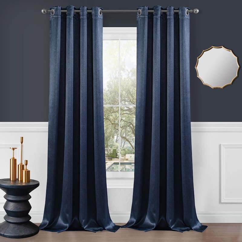 Dainty Home Brookville Metallic Sheen Blackout Grommet Single Panel Extra Wide Curtains