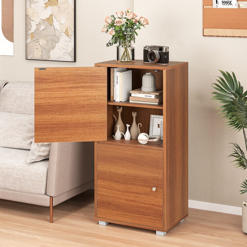 Gymax 2 PCS 2-Door Storage Cabinet w/ Adjustable Shelves Kitchen