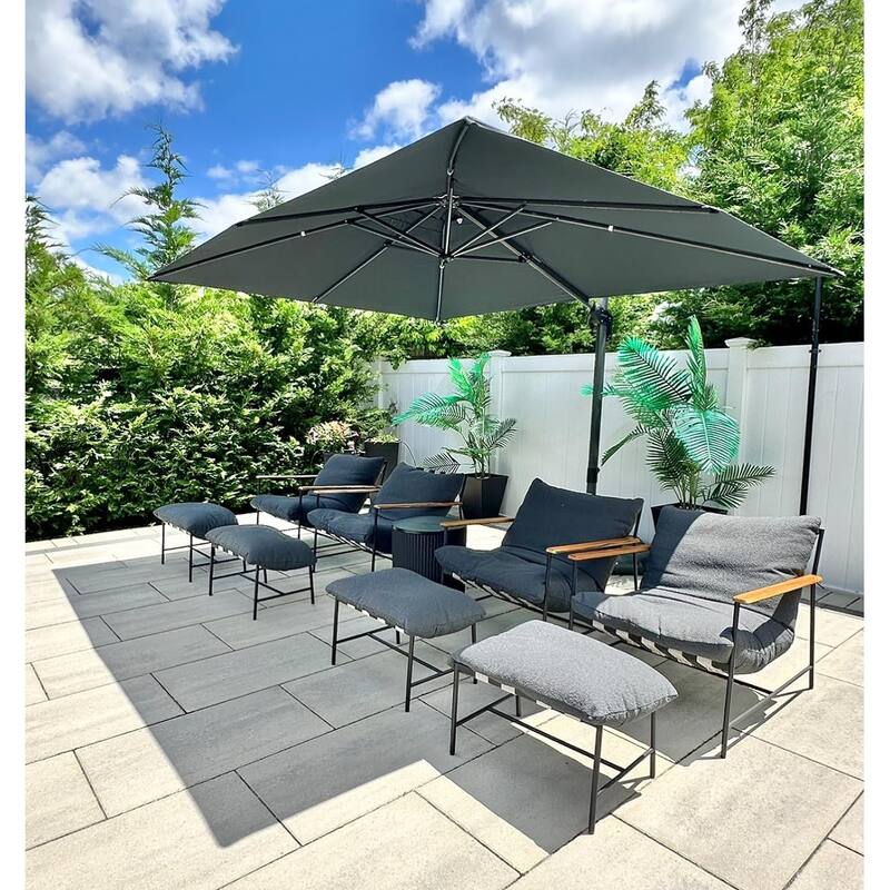 PURPLE LEAF 9 x 11.5 ft 360 Degree Rotation Patio Umbrella With Base