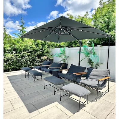 PURPLE LEAF 9 x 11.5 ft 360 Degree Rotation Patio Umbrella With Base