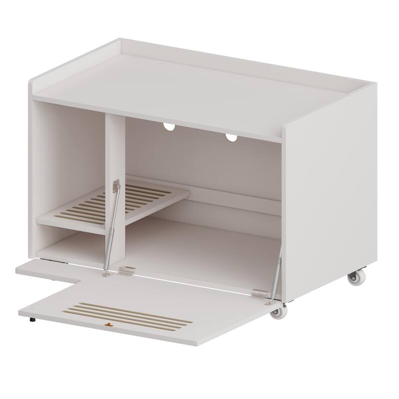 Cat Litter Box Enclosure,Hidden Litter Box Furniture with Top Side Fence,Wooden Pet House Side End Table