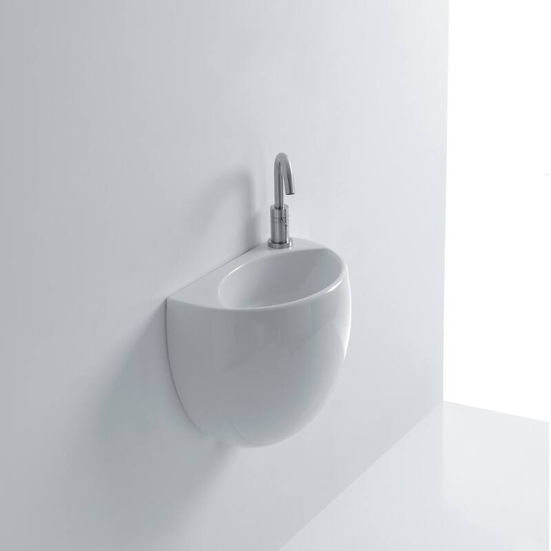 WS Bath Collections Kilo 15-4/5" Ceramic Wall Mounted Bathroom Sink - White