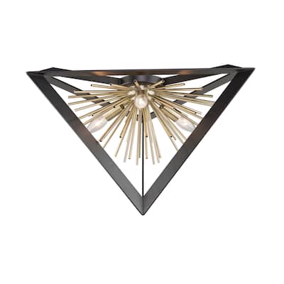 Sunburst Flush Mount (Matte Black & Satin Brass Finish)