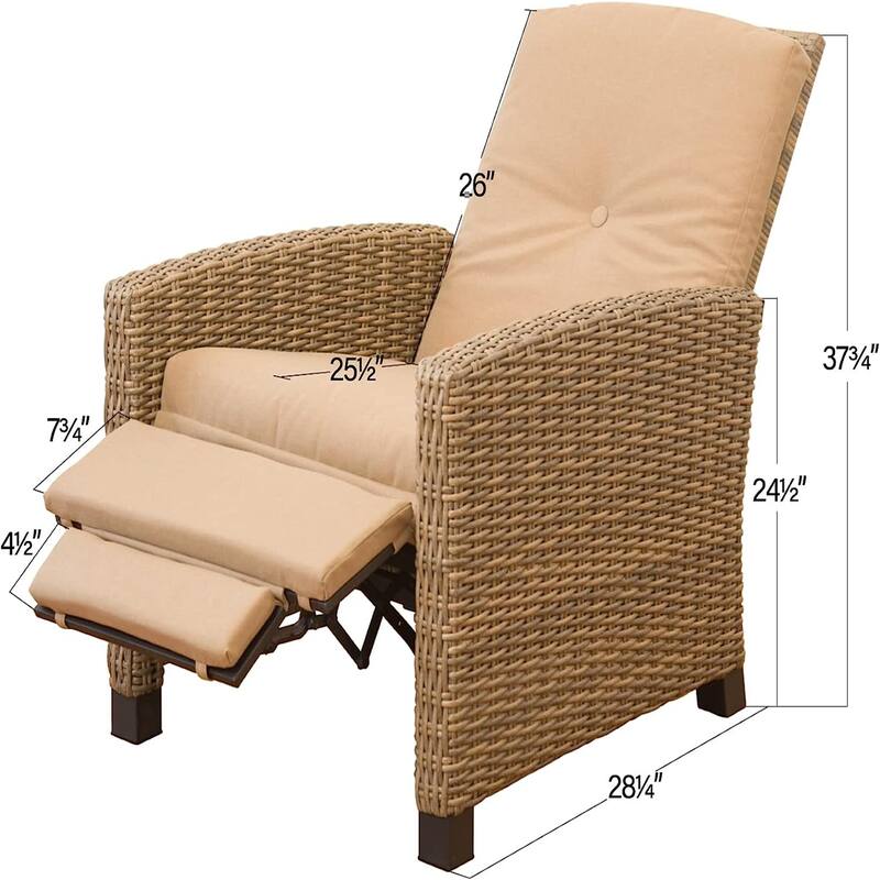 Single Patio All-Weather Wicker Recliner