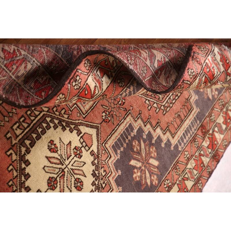 Geometric Ardebil Persian Vintage Runner Rug Hand-Knotted Wool Carpet - 3'10"x 8'6"