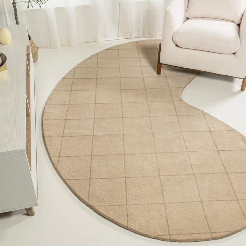 JONATHAN Y Alhambra Modern Plaid Grid Handwoven Wool Beige/Light Brown Area Rug