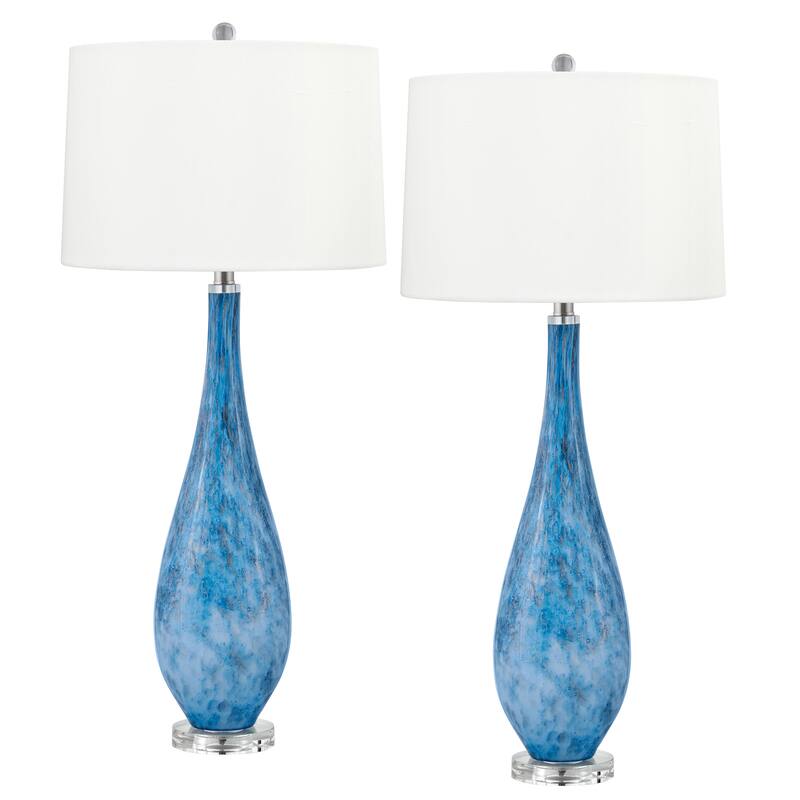 Tirreni 35 in. Blue with Silver Glitter Table Lamp - Set of 2