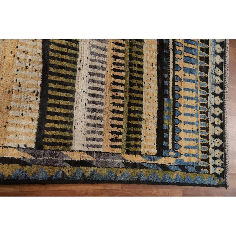 Hand Knotted Oriental 100% Wool Carpet Modern Tribal Multi-Colored Moroccan Area Rug - 8' 1'' X 5' 10''