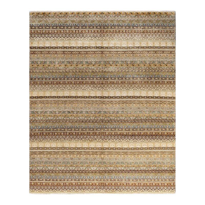 Gabbeh One-of-a-Kind Hand-Knotted Area Rug - Ivory, 8' 1" x 10' 1" - 8' 1" x 10' 1"