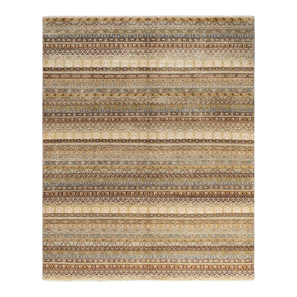 Gabbeh One-of-a-Kind Hand-Knotted Area Rug - Ivory, 8' 1" x 10' 1" - 8' 1" x 10' 1"