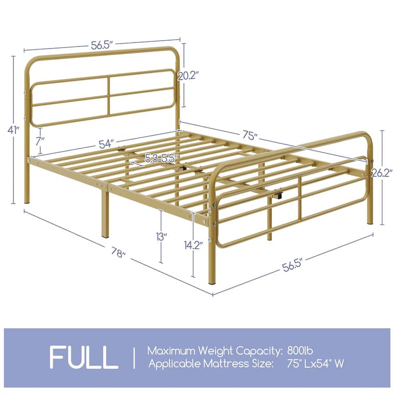 Yaheetech Modern Full Size Metal Bed Frame with Geometric Patterned