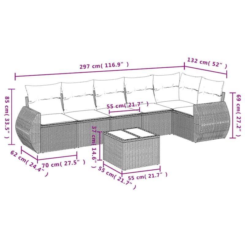 vidaXL Garden Sofa Set Black