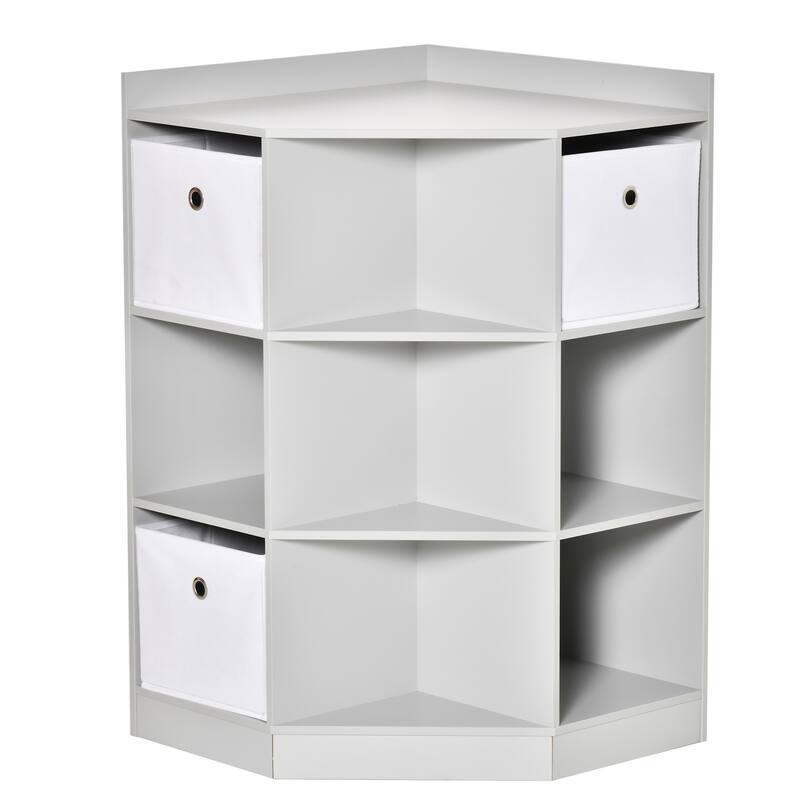 Corner Cabinet, Cubby Toy Storage Organizer,Bookshelf Unit with Baskets