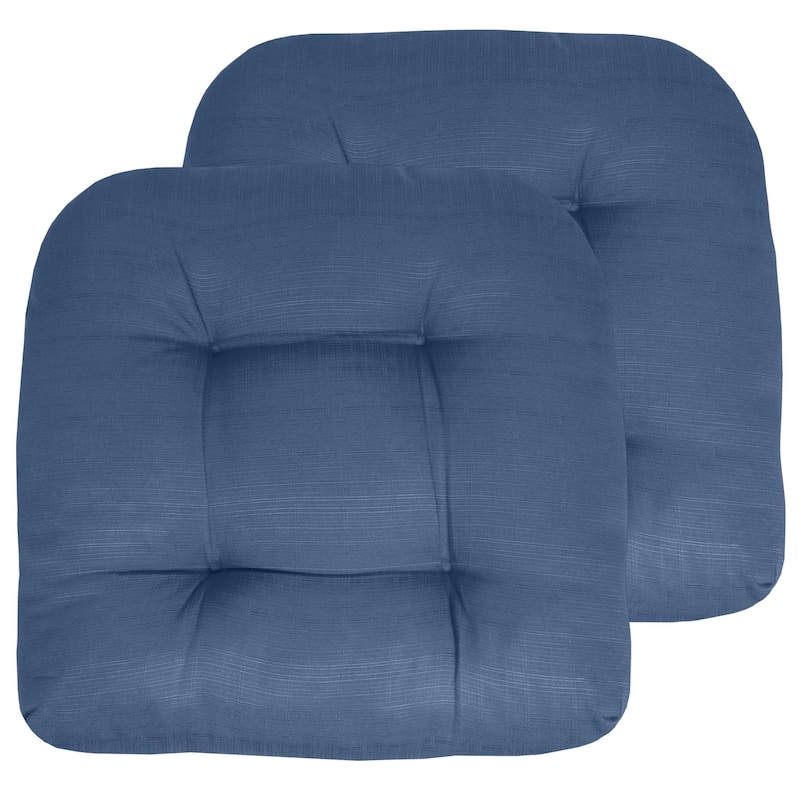 Indoor-Outdoor Reversible Patio Seat Cushion - Blue - Set of 2
