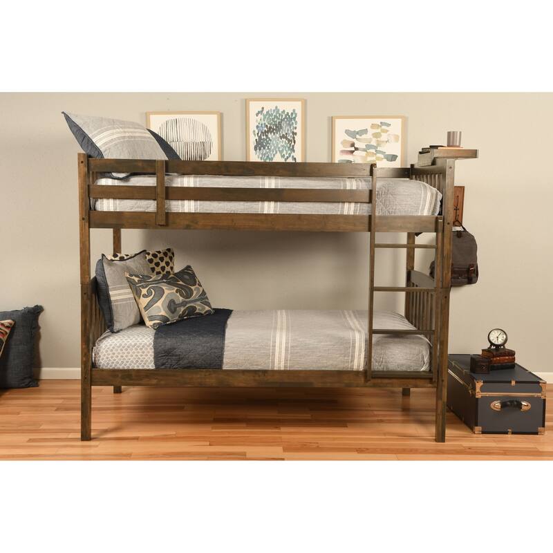 Somette Claire Twin Bunk Bed with Storage, Trundle and Tray Options in Rustic Walnut (Mattresses Not Included)