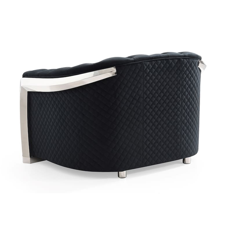 Diamond Quilted Tufted Accent Chair with LED Light - 52" - Black