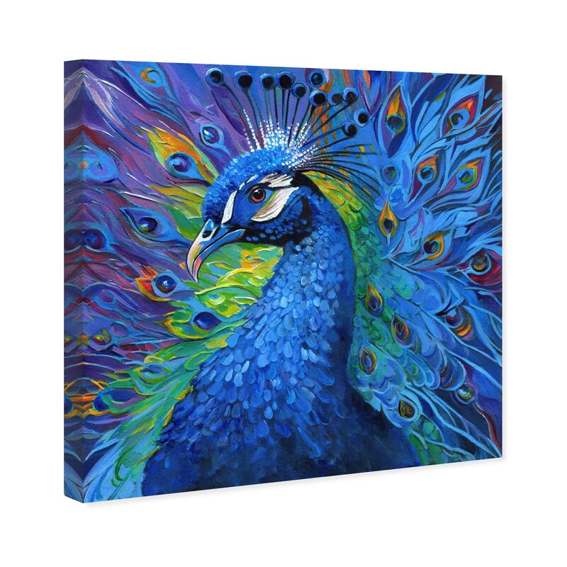 Wynwood Studio Canvas Animals Doll Memories - Blue Peacock Blue and Modern & Contemporary Wall Art Canvas Print - Blue, Green