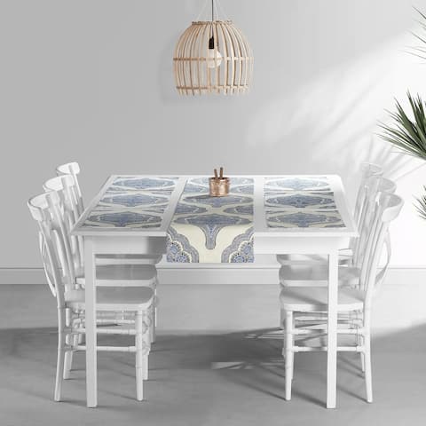 Exclusive Fabrics Arabesque Printed Cotton Table Runner & Placemats