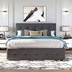 preview thumbnail 19 of 25, Queen Size Linen Upholstered Platform Bed w/ Trundle Wooden Bed Frame Black