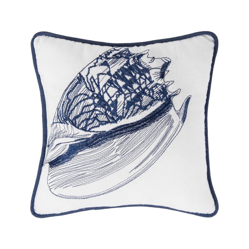 10" x 10" Conch Shell Embroidered Throw Pillow