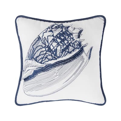 10" x 10" Conch Shell Embroidered Throw Pillow