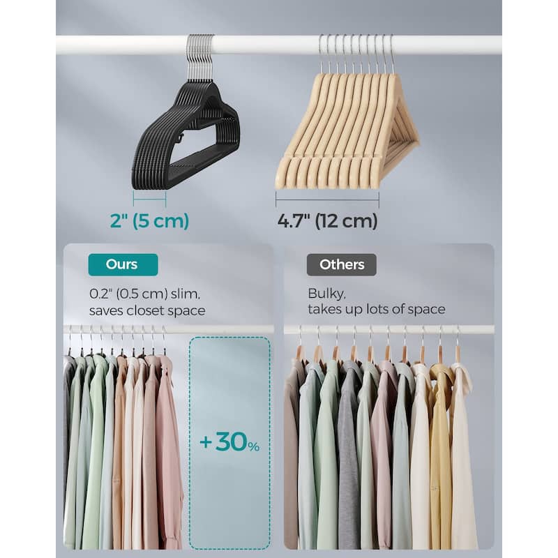 Multi-Purpose Clothes Hangers with Anti-Slip Rubber Grips Space-Saving Frame and Hook Rotation